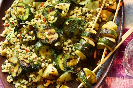 Roasted courgette & herbed pearl barley