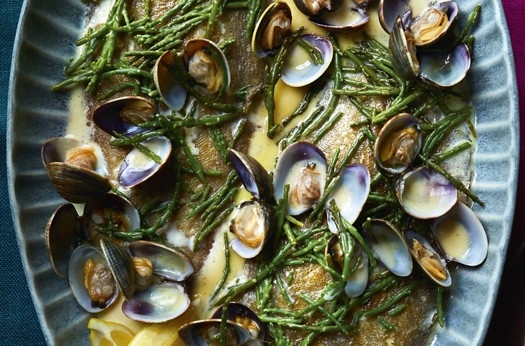 Cider-steamed dover sole & clams