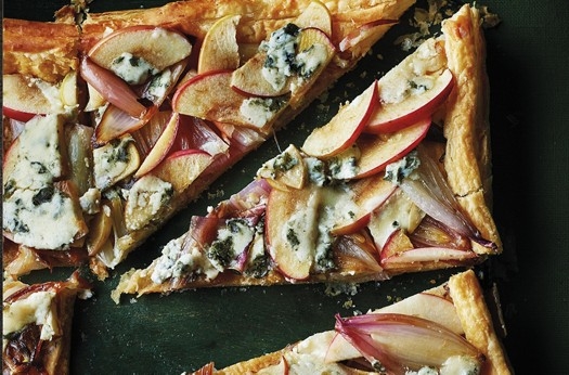 Apple, shallot & blue cheese tart