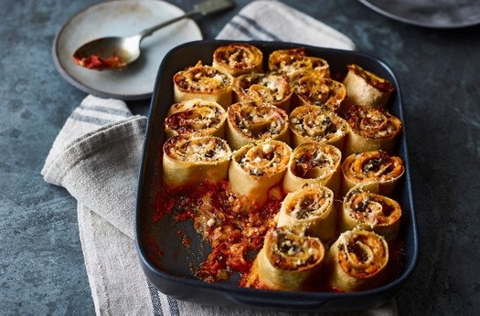 Butternut and chicory rotolo (pasta rolls)