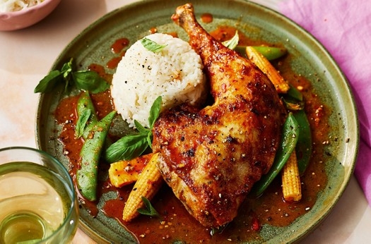 Red curry spatchcocked chicken