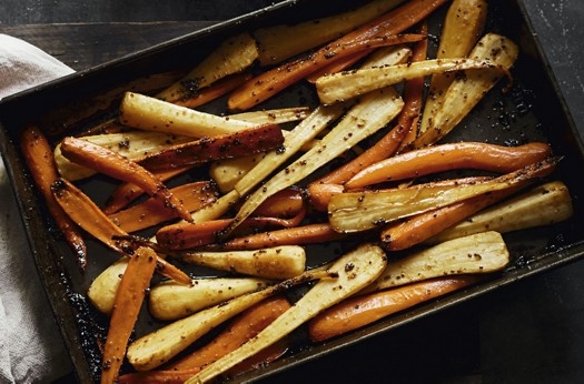 Maple-roast parsnips and carrots