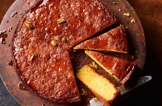 Orange & cardamom tea syrup cake