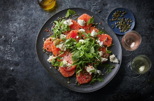 Seared pink grapefruit & ricotta salad