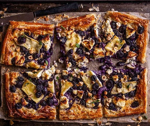 Roasted grape & boursin tart