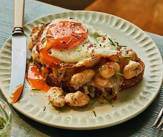 Caesar-style butter beans on toast
