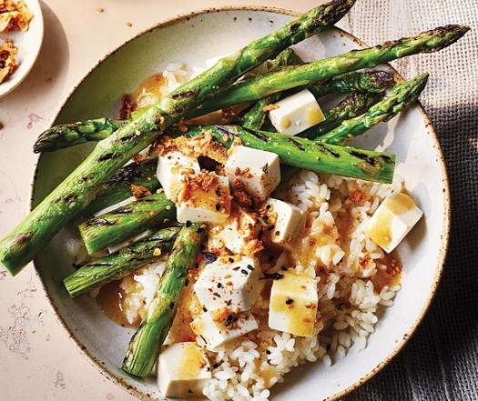 Miso asparagus rice bowls