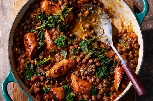 Carlin pea, kale & chorizo one pot
