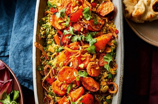Bulgur wheat with sweet potatoes, chilli & coriander