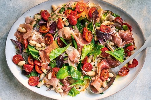 Proscuitto crudo, roasted tomato & bean salad