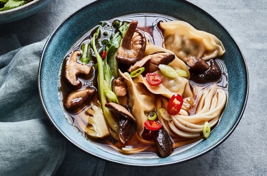Gyoza & shiitake vegan ramen