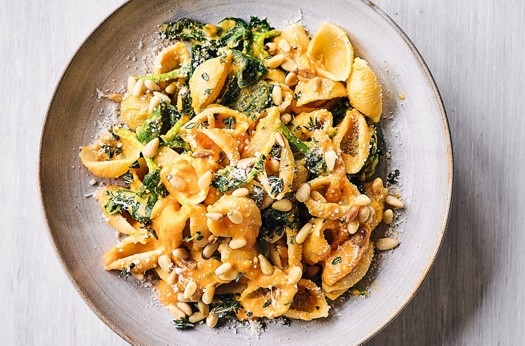 Butternut, spinach & tahini pasta