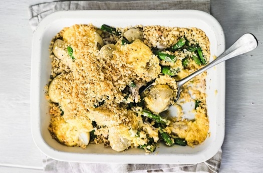 Mary gwynn's jersey, asparagus & chicken gratin