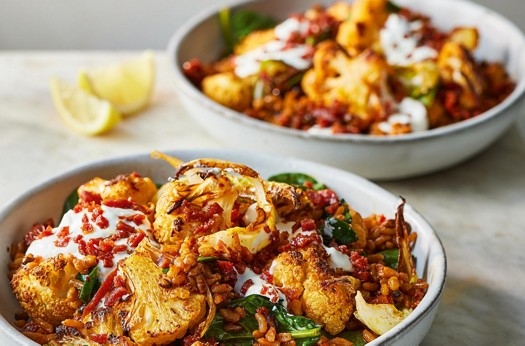 Roast cauliflower & chorizo grains