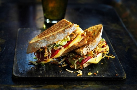 Toasted cheese and pulled pork sandwiches