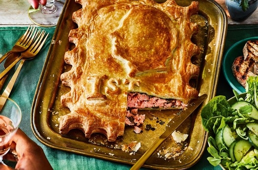 Prue leith's king charles stamp salmon pie