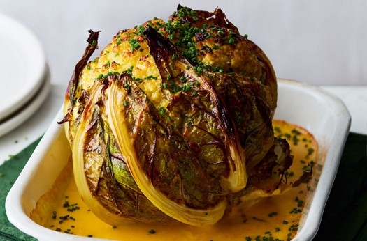 Whole roast cauliflower cheese