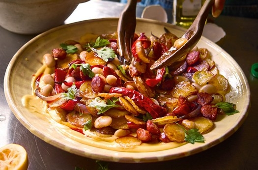 Crispy potato, chorizo & aïoli salad