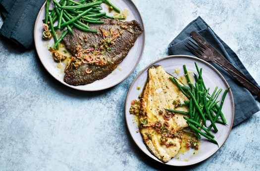 Pan-fried plaice with buttery capers & shallots