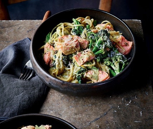 Salmon & watercress spaghetti