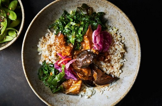 Aubergine miso donburi (rice bowl)
