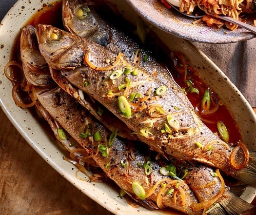 Korean braised sea bass