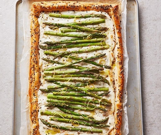 Asparagus & whipped feta tart