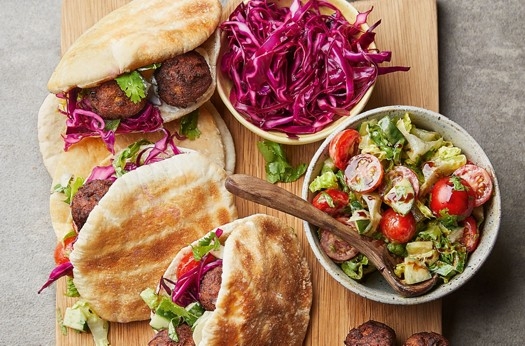 Falafel with tahini-dressed salad & pickled cabbage