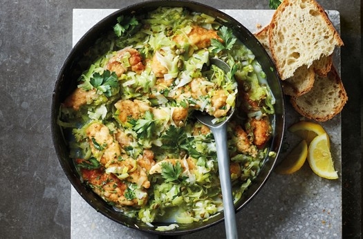 Chicken & leek piccata