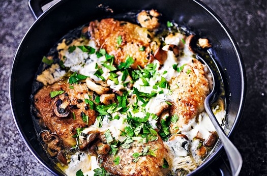 Baked chicken with mushrooms & gorgonzola
