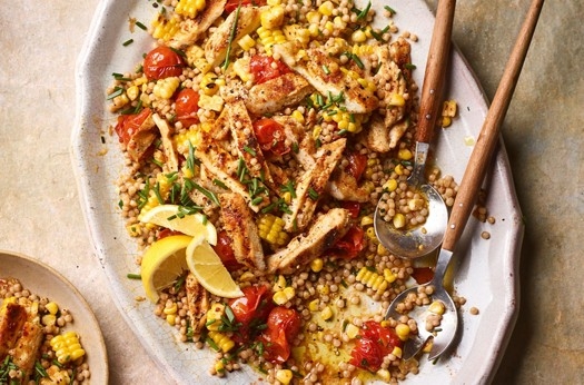 Smoky griddled chicken salad with corn & couscous