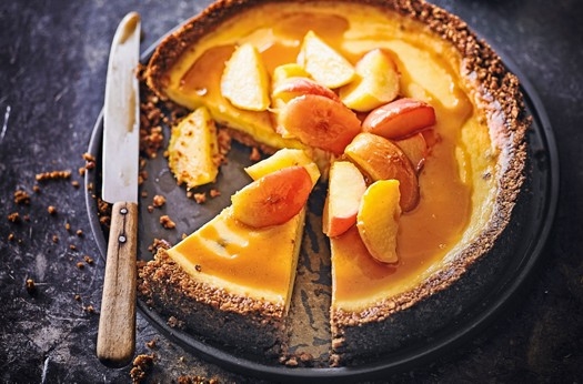 Bourbon salted caramel cheesecake with toffee apples