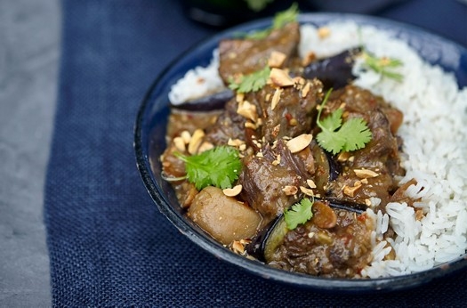 Ox cheek and aubergine massaman curry