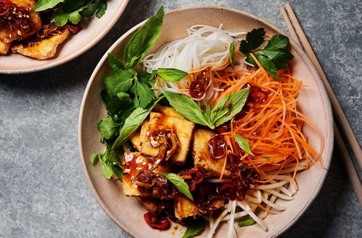 Thai-inspired tofu noodle bowl