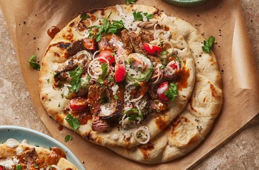 Simple lamb shawarma flatbreads