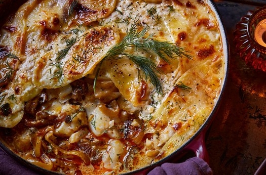 Estonian-inspired haddock & mushroom gratin with dill & paprika