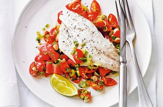 Sea bass with watermelon pico de gallo