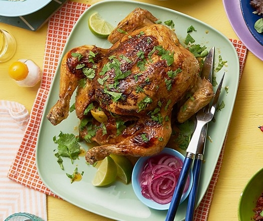 Chipotle & lime roast chicken with quick pickled onions