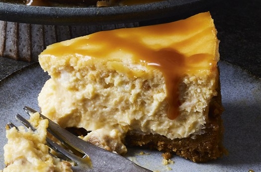 Pumpkin, caramel & ginger baked cheesecake