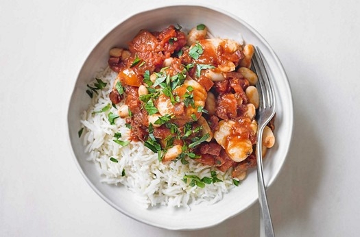 Monkfish with chorizo & beans