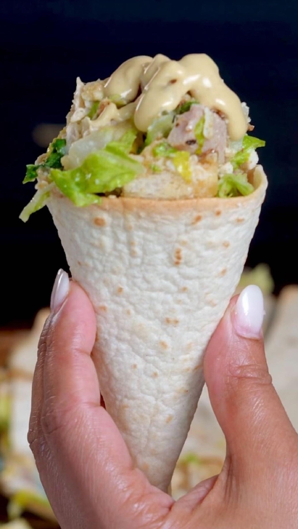 Chicken caesar salad cones