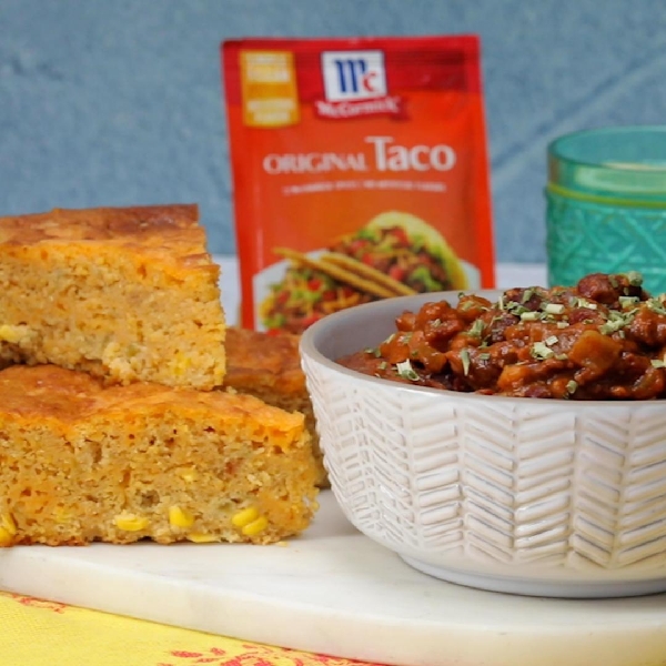 Taco-spiced cornbread with cowboy beans