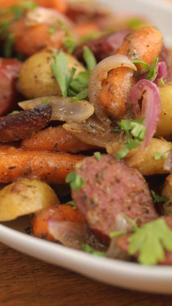 Sausage & potato one-pan bake