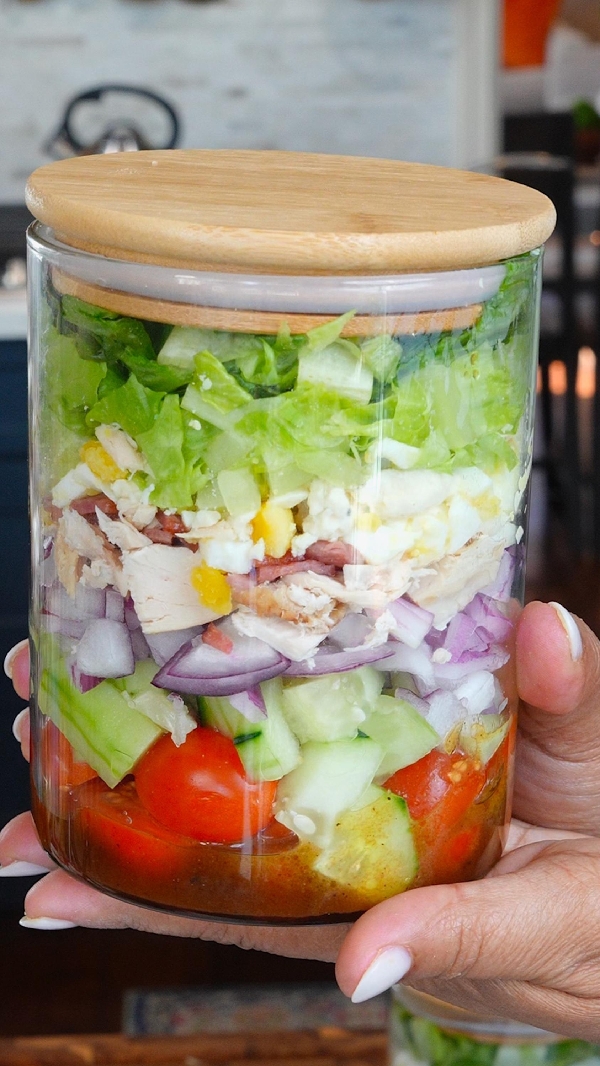 Cobb salad in a jar