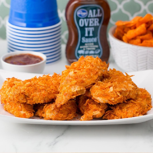 Crispy kettle chip chicken strips