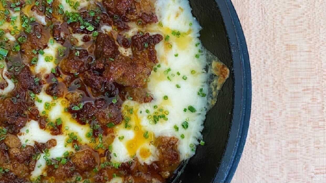 Queso fundido with chorizo