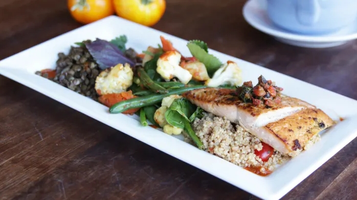 Wild salmon with pepper sauce