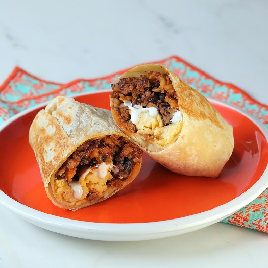 Chorizo & potato breakfast burritos