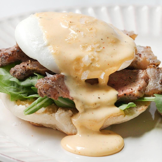 Steak eggs benedict