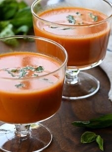 Chilled creamy tomato basil soup